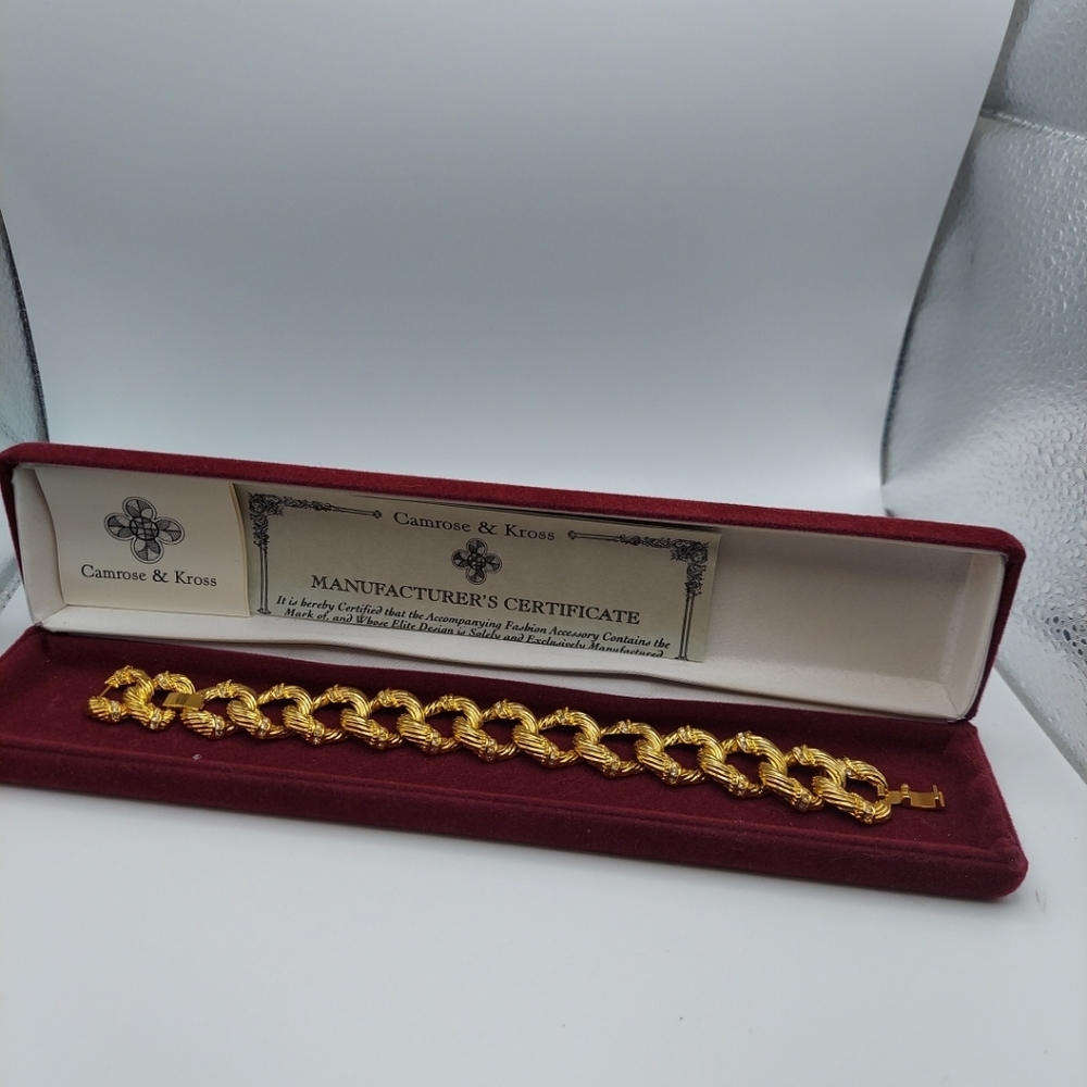Camrose & Kross Large Link Bracelet 7" with Rhinesones, has Extender 1". VGC. - Picture 13 of 13
